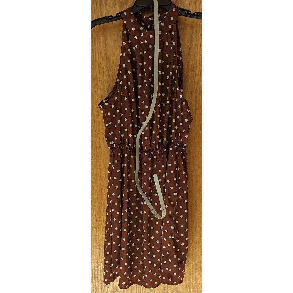 Brown Tie Front Halter Midi Sundress